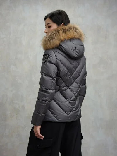 Blauer Piumino a Linee Geometriche Donna