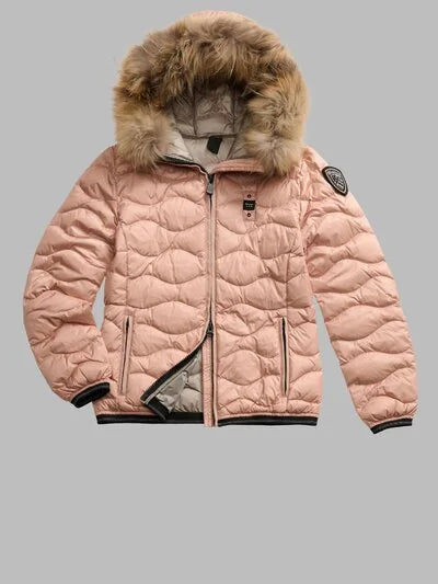 Blauer Giubbino ondina con pelliccia