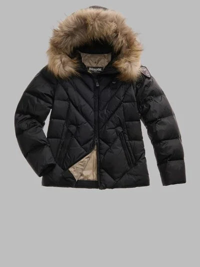 Blauer Piumino a Linee Geometriche Alicia