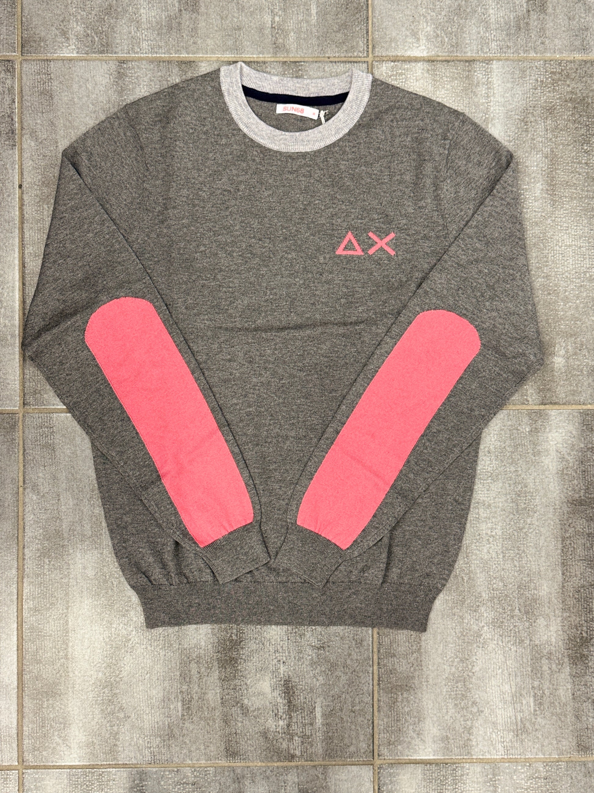 Sun68 Maglione Round Big Elbow Detail con Colletto a Contrasto