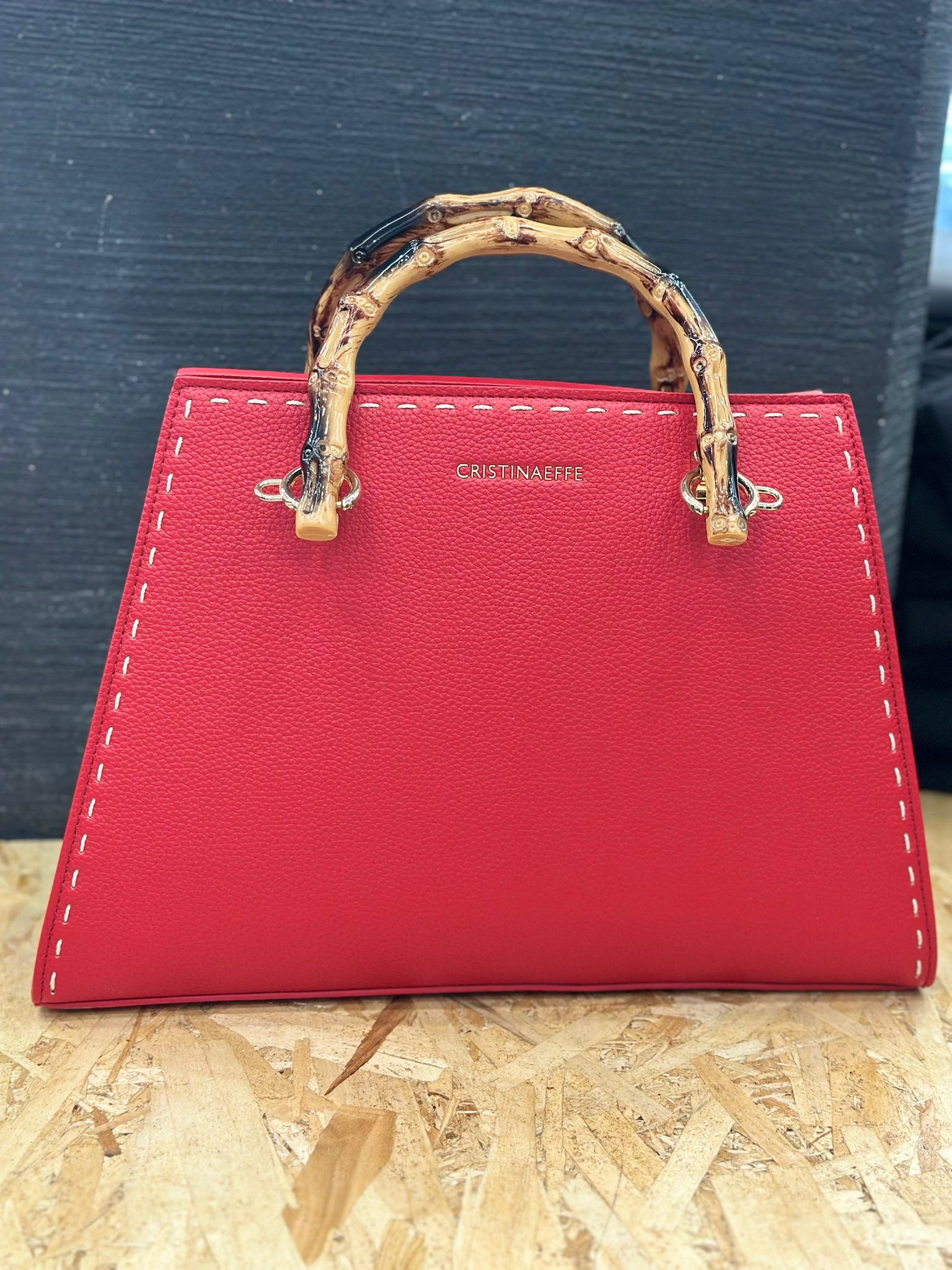 Cristina EffeBorsa Rigida con Manico in Bamboo