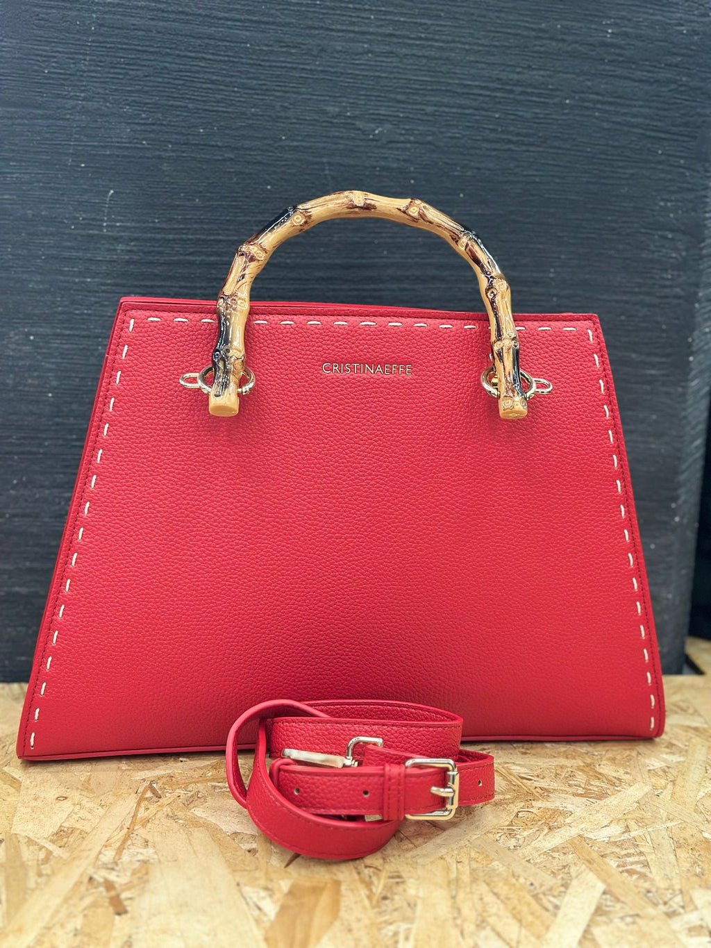 Cristina EffeBorsa Rigida con Manico in Bamboo