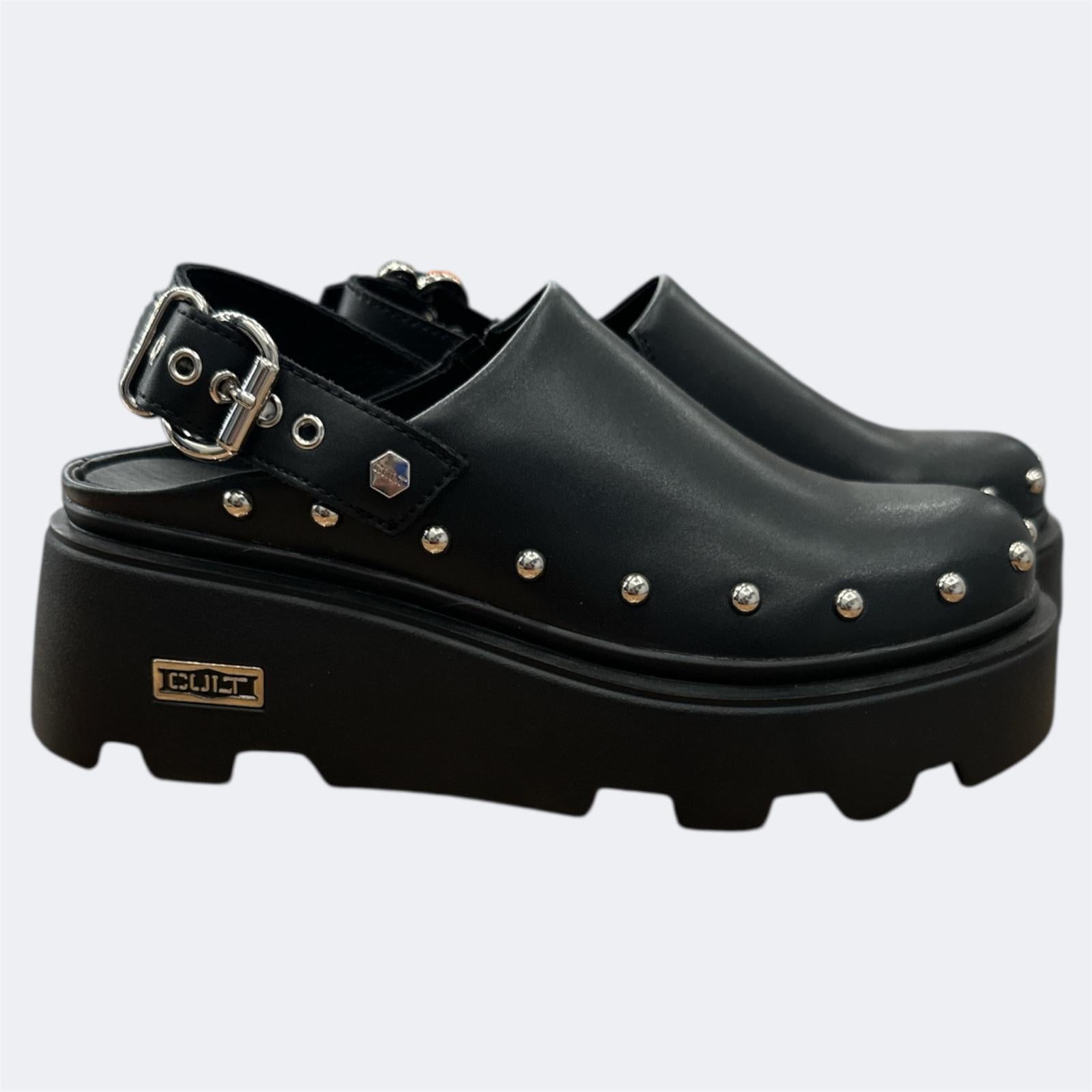 CULT NEW ROCK 3659 SABOT W LEATHER BLACK