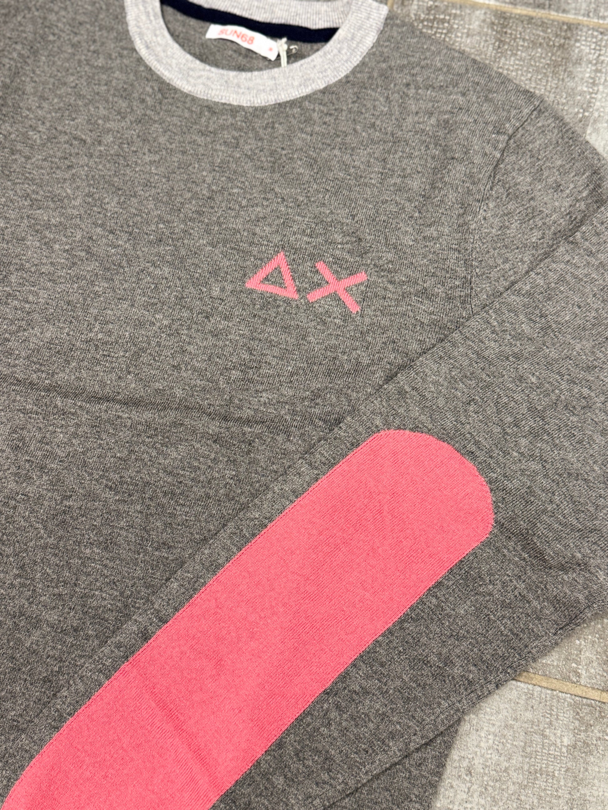 Sun68 Maglione Round Big Elbow Detail con Colletto a Contrasto