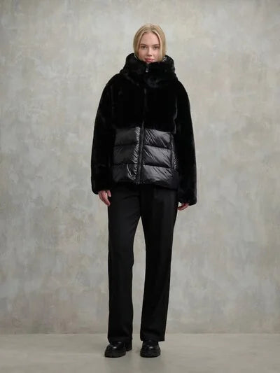 Blauer Giubbino Nylon con Pelliccia eco Fanevil Donna